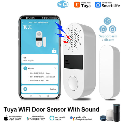 Smart Door & Window Sensor: WiFi Siren & Light Alarm