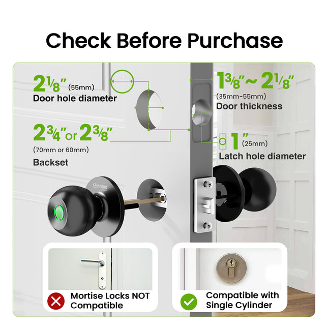 GHome Wi-Fi Smart Fingerprint Door Knob Lock K10