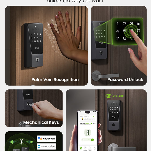 GHome Palm Vein Smart Door Locks With TouchScreen KD10