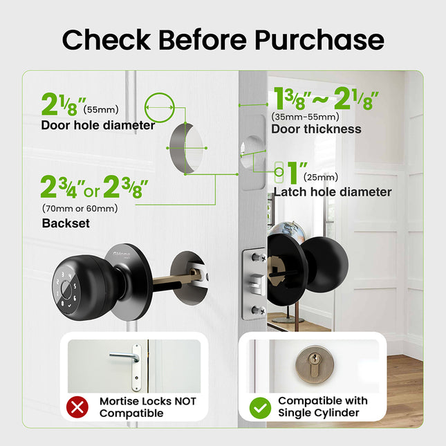 GHome 4-In-1 Smart Fingerprint Door Knob Lock K10PRO
