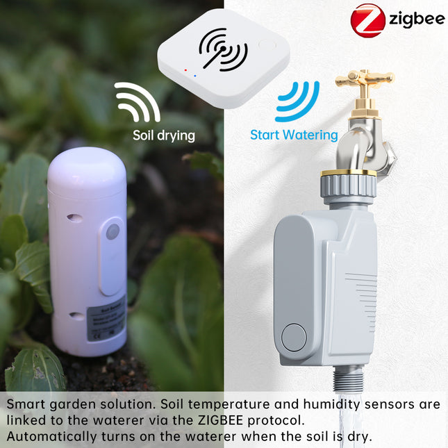 （Zigbee Plant Monitor Outdoor Soil Temperature Meter Moisture Humidity Tester Sensor Garden Automation Irrigation TUYA Detector