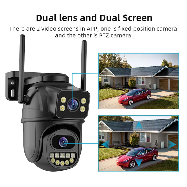 4K 8MP Dual-Lens Security Camera: PTZ WiFi & AI Tracking