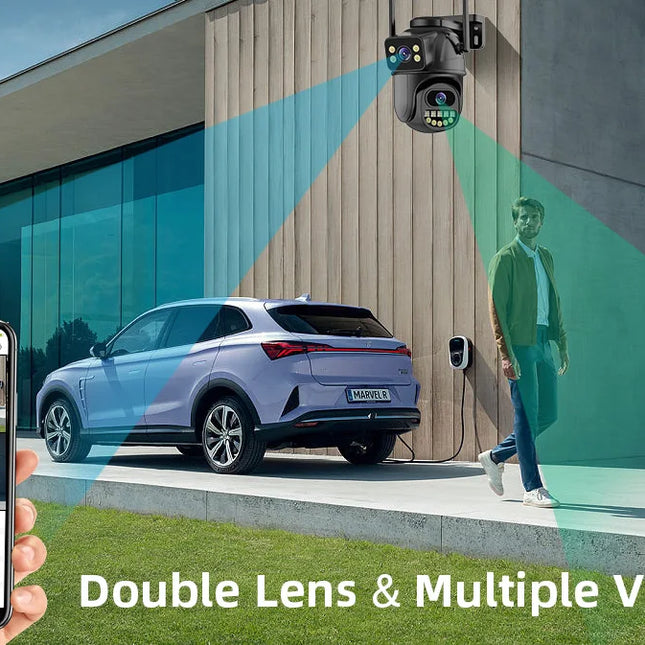 4K 8MP Dual-Lens Security Camera: PTZ WiFi & AI Tracking
